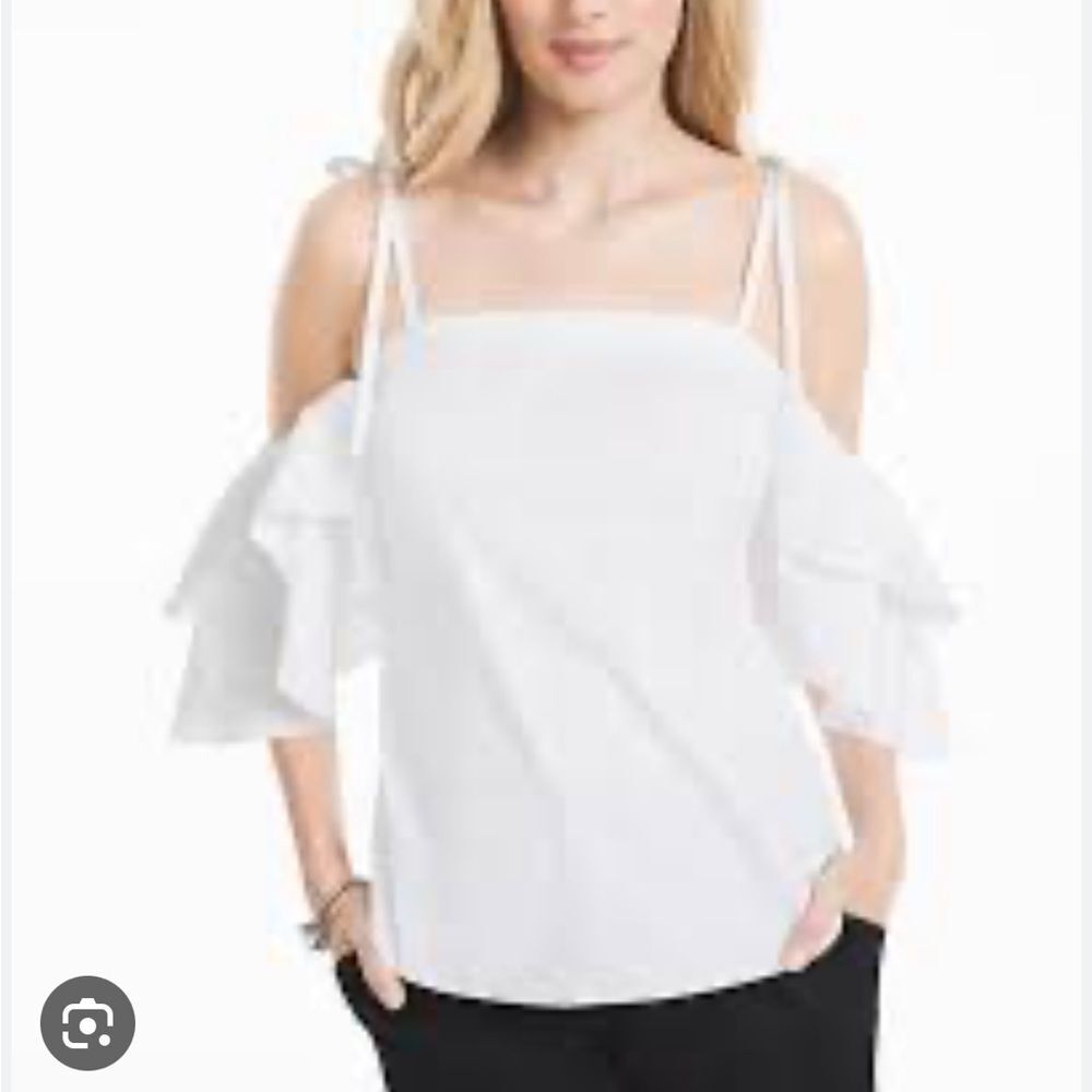 WHBM Ruffled Cold Shoulder Blouse
